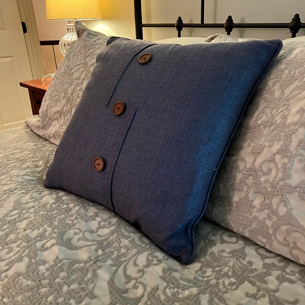 Denim Throw pillow with large buttons